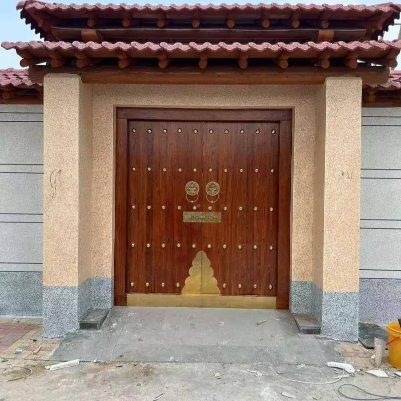 老榆木大门别墅古建门0717老复古式门庭院户四合院仿双古平板开进