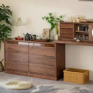 黑胡桃实木斗柜梳妆台一书收纳床尾柜简樱桃779木可移体动隔断桌