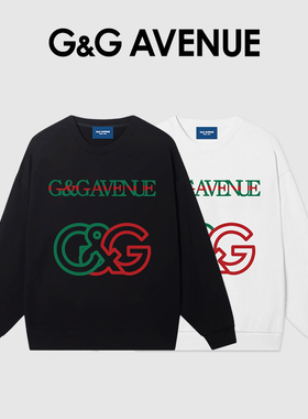 G&G AVENUE 轻奢潮牌圆领卫衣男士情侣双G印花长袖潮流外套