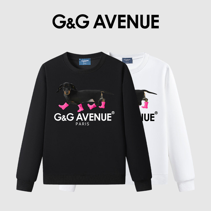 法国G&G AVENUE早秋无帽百搭休闲简约可爱情侣同款腊肠狗印花卫衣