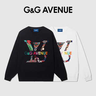 G&G AVENUE秋季高级感圆领卫衣男纯棉百搭重磅情侣同款潮牌女上衣