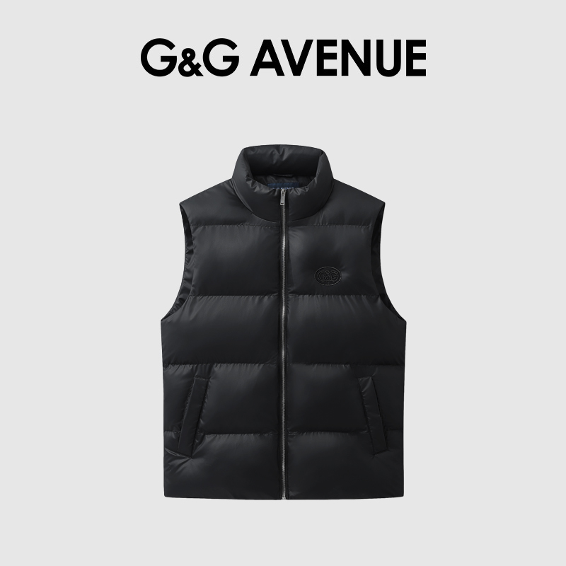 G&GAVENUE 轻奢潮牌刺绣马甲男冬季新款无袖坎肩休闲保暖背心外套