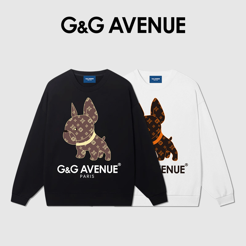 G&G AVENUE圆领卫衣秋季卡通图案印花宽松舒适长袖套头衫男女同款