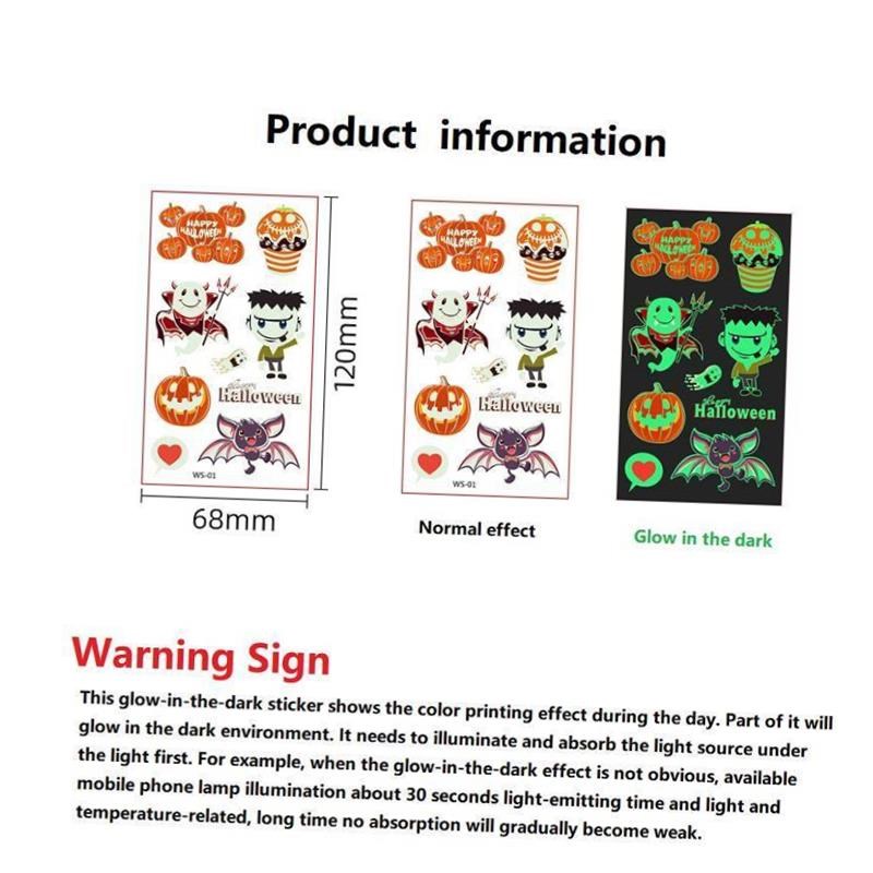New Glowing Tattoos Stickers Halloween ChildrensX Cartoo