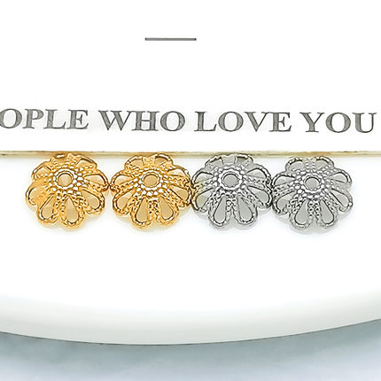 316钛钢diy饰品配件7mm镂空花托真空电镀花帽不褪色一口价5个