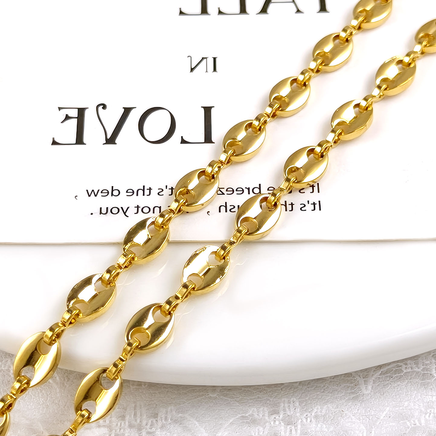 304不锈钢饰品链猪鼻子拼接链条手工链diy基础手链项链炉内真空镀