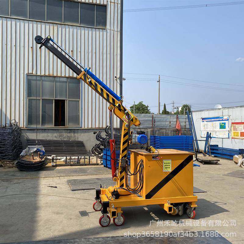 便携式液压吊车全自动电动液压小吊机带轮子移动式吊车车间吊货机
