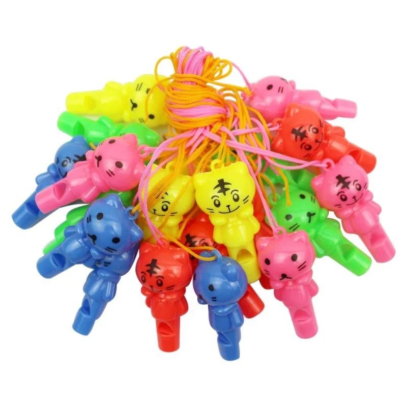 10PCS Randomi style Cute Animal Cat Plastic Whistle Referee