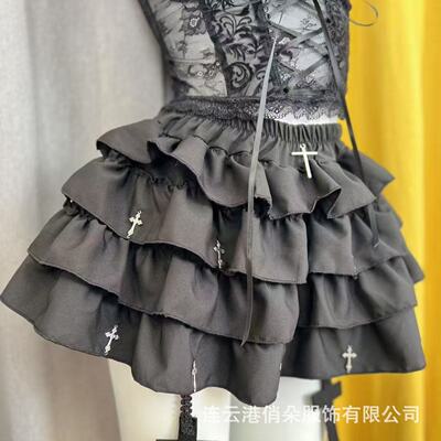 芭蕾风蕾丝花边蛋糕半身裙女夏季2025新款高腰a字防走光蓬蓬短裙