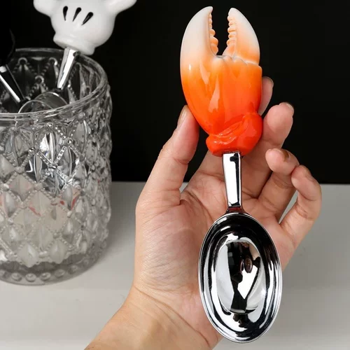 蟹钳勺子高颜值家用不锈钢汤勺