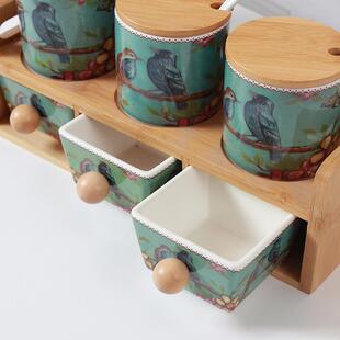 厂直供品创意瓷调味罐欧式骨瓷调价料MWU陶罐套装厨房用调味盒