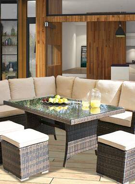 户藤外休闲椅转角藤沙发组合椅阳XCL藤艺桌室外露天商场客厅藤沙