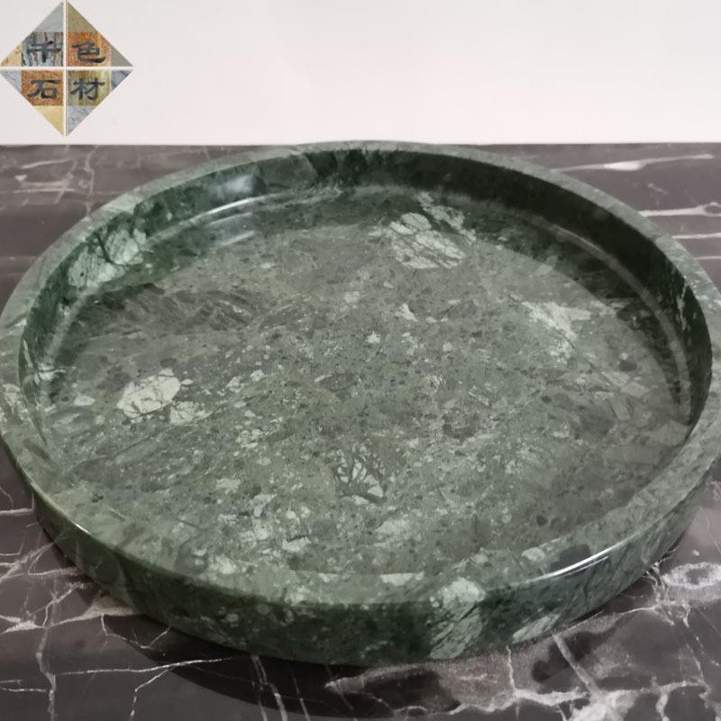 厂天然大理石绿植仿QS-TP302真花盆酒店收纳圆托几盘茶家桌玄关面