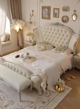 美式实雕木床1米轻奢大床漫公主床浪59197法式宫廷花床8高端主卧