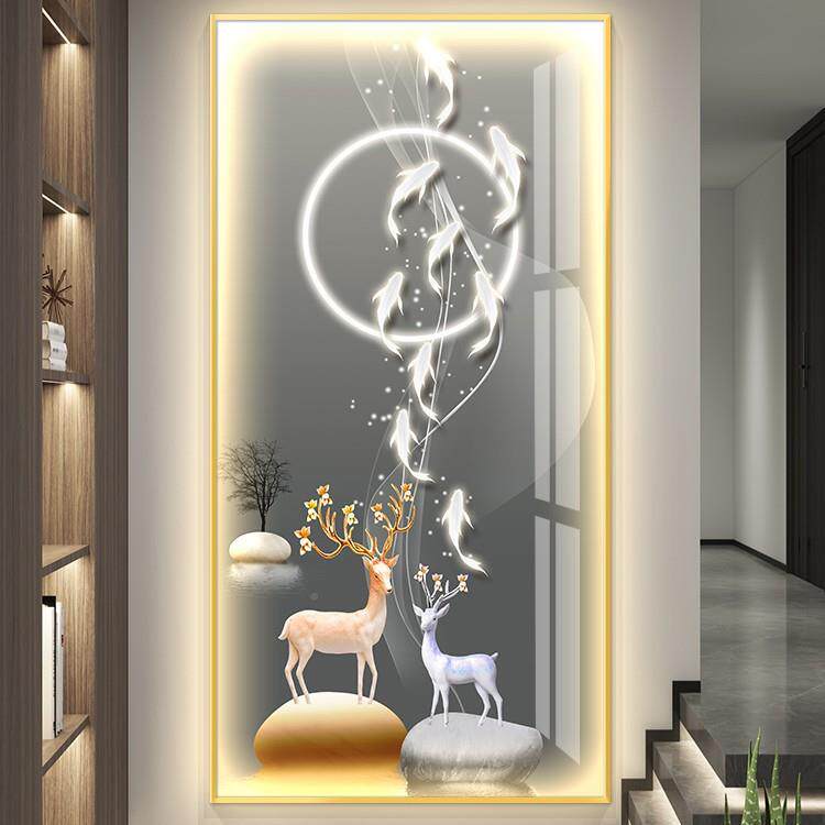 过道入户玄关装饰画DNS带走廊现代挂画轻奢led灯画壁约12N感简大