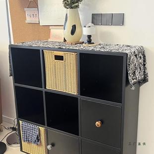 实木色八方格子中岛矮柜自由组合法式收纳办公置家用落地物书985