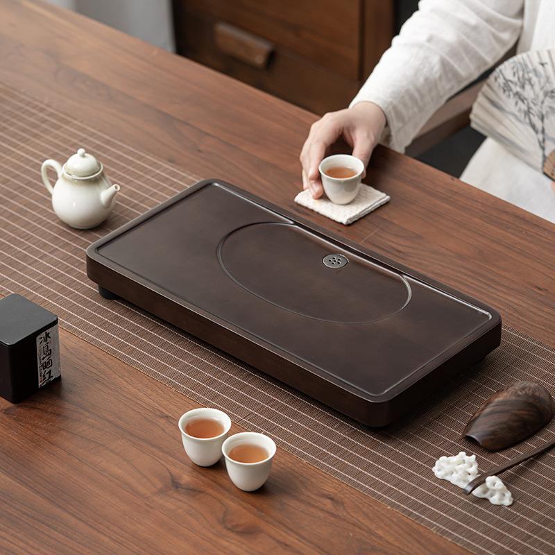 茶盘新家用款小型带排水办公室茶整块竹制茶aqwer盘托茶台茶几海