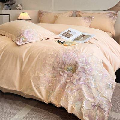 欧式0A类母婴JFW10117级6支全棉绒棉磨毛四件套高床端刺绣长公主