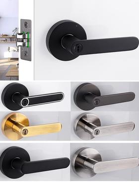 锁家用通用型卧室室内球形单舌房FK855870门锁灰色执手锁黑色三锁
