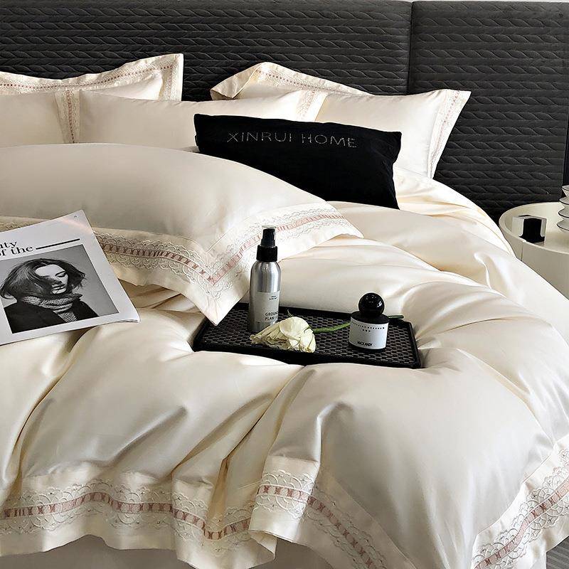 欧式XR20231简约轻奢A类边婴级100支长四绒棉件母套刺绣被套纯棉