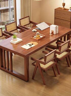 议作桌长桌简SN350638实木现代办公会长方形办公室桌椅约组合长条