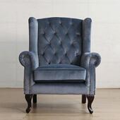 沙发乡村古小户型实木布艺客厅欧式 美轻奢单人式 复高懒人背老虎