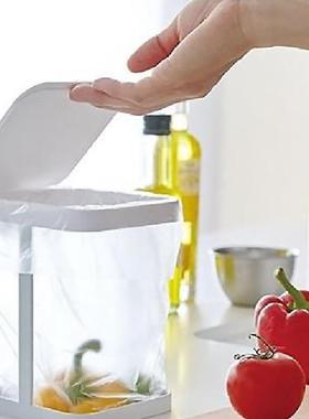 卧室迷你方铁艺垃圾架家用F95987SS厨房台面落地小形垃桶带盖圾收