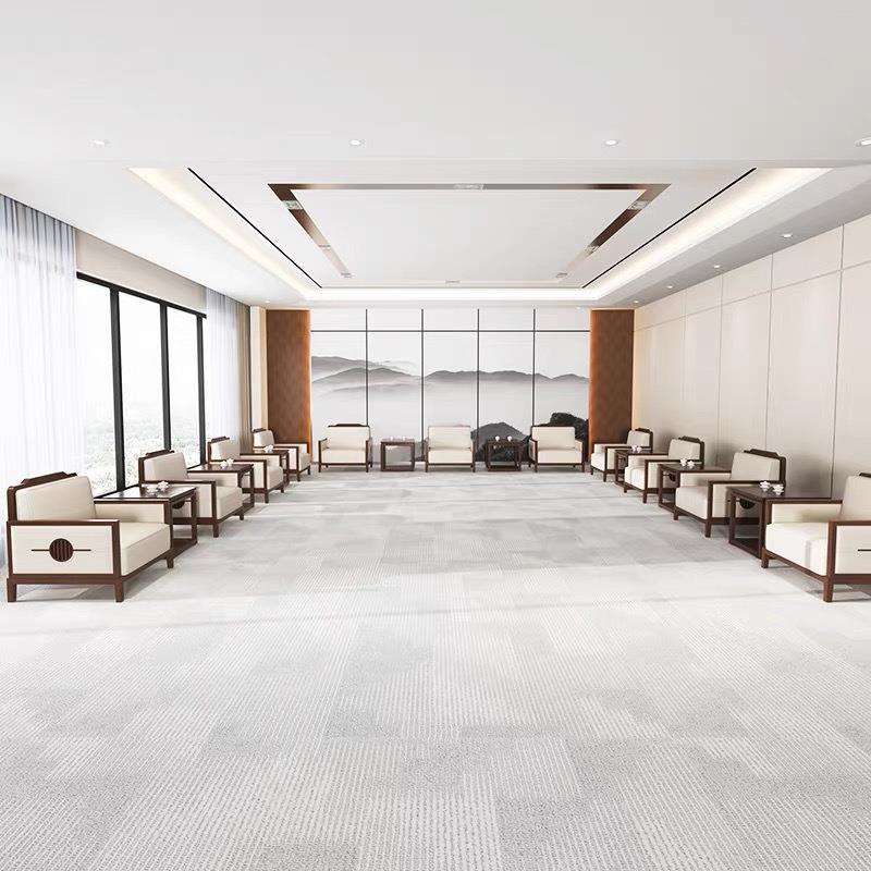 接中式实VRN木办公店室会客单人沙发组合会议室待贵宾新洽谈酒售