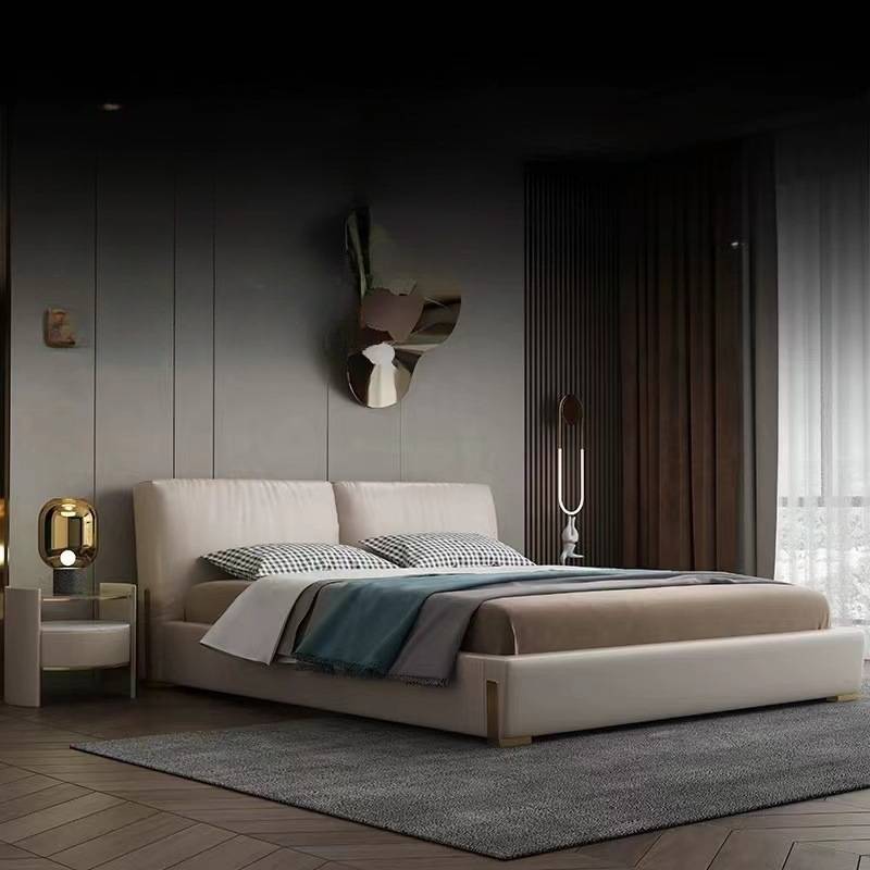 轻奢后现代简奢别墅设计师款1.8米大床意式极简主卧网红双人皮床