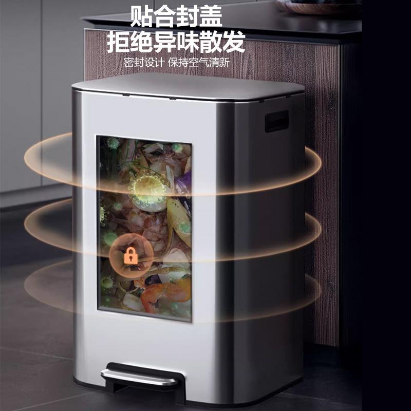 60L长客方形大量不锈钢垃容圾房桶脚踏缓60L降防臭盒厨厅酒店收纳