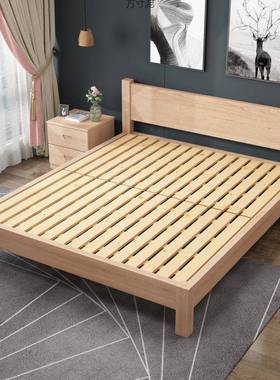 榉木实木床学床01.9米单人1.5米双人床床.PKL8米主卧简约生日式