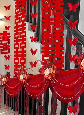 结楼梯扶婚手饰纱幔花男装女方拉新房客厅订婚礼场景婚ts101083房