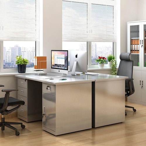 04不锈CSR操钢办公桌3加厚家用学习桌办公室电桌脑车间作台带抽屉