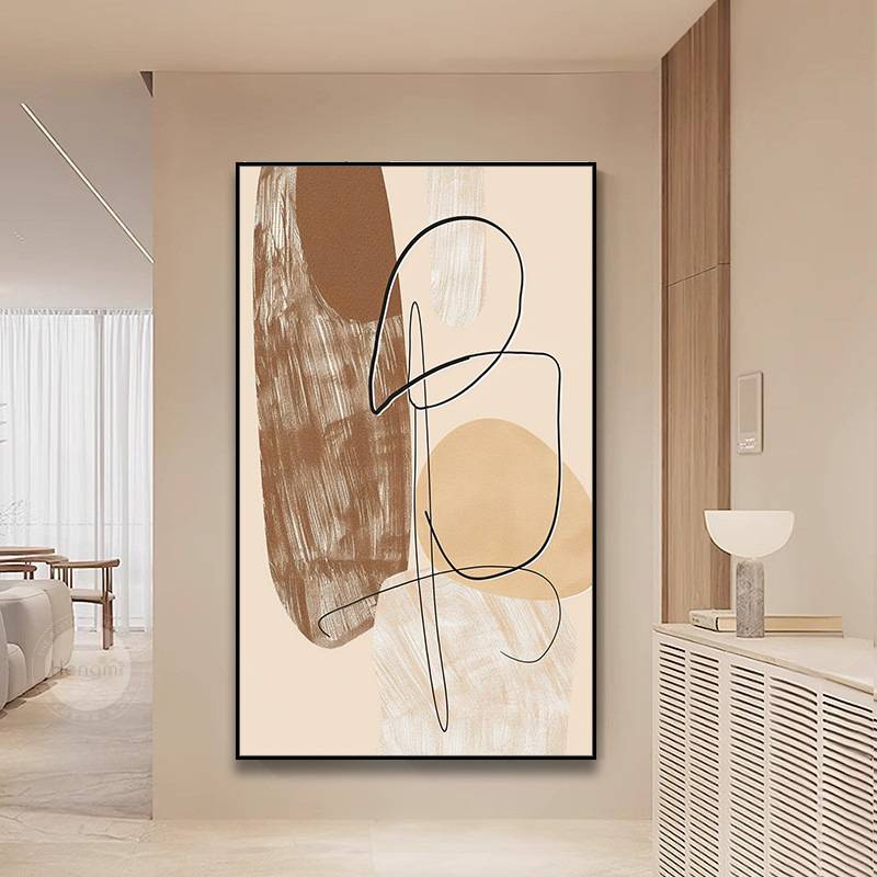 纯手绘油画客厅玄关过道立体肌理装饰挂画大幅抽象现代简约落地画图片