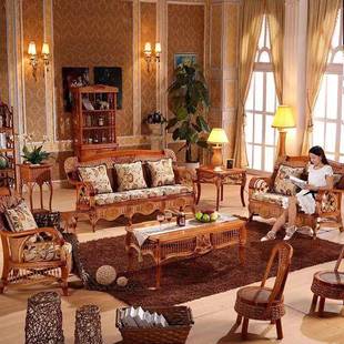 藤椅藤家具藤真客厅沙藤编木家发具藤沙组DCK合沙发发沙发五件套