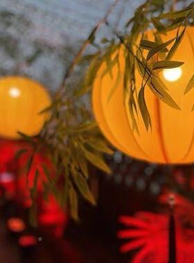 单个饭店收藏连串橙色布人中秋灯笼34瓜南灯景黄色不夜DVY7城0区