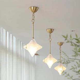 法式穆诺客厅吊灯主灯复古奶油风创意星ZZG星卧道室入拉过玻璃灯