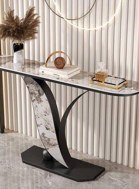 意廊式板入户WIA玄关桌轻奢家用岩靠墙走条案桌酒店民宿创意玄台