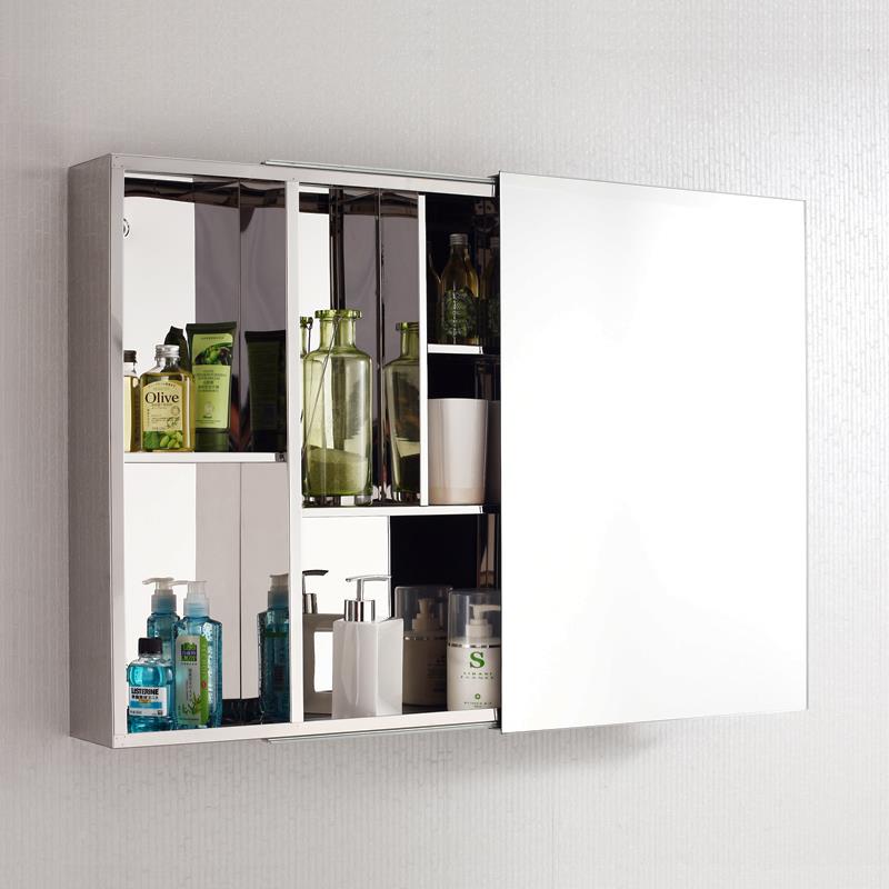 W7不锈钢浴室镜柜移动门CM柜厕所收纳柜隐洗漱台4卫生藏间储0F76M