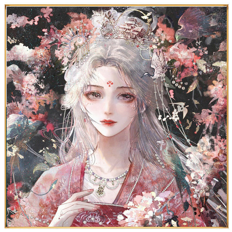 古典美人数字油画DIY丙烯手绘精品填色图画国风房屋装饰挂件礼品图片