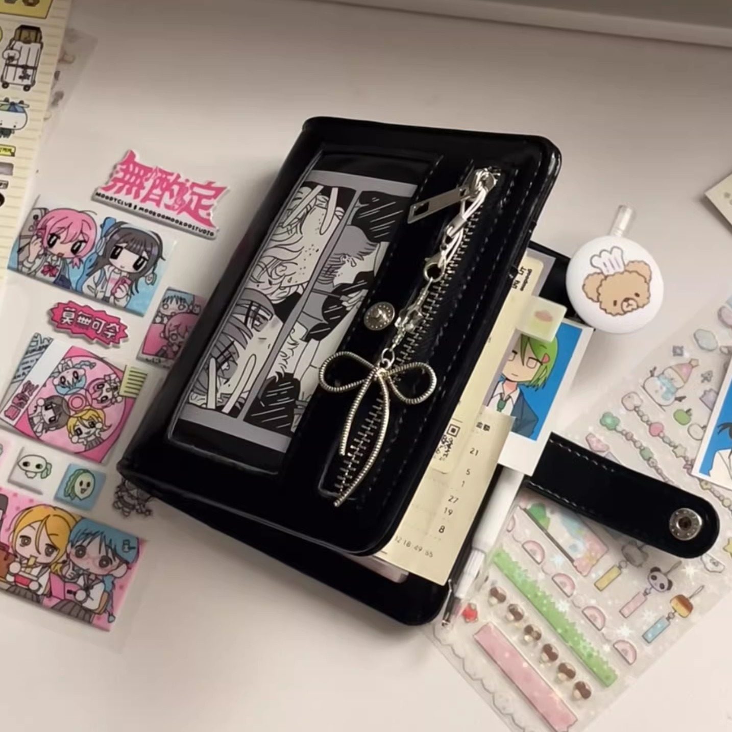 小红书同款黑色A7痛窗活页手账本简约高颜值学生打卡计划笔记本子,文具电教/文化用品/商务用品,手帐/日程本/计划本,淘宝优惠券,粉丝福利购,淘宝优惠卷