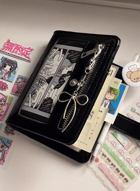 小红书同款黑色A7痛窗活页手账本简约高颜值学生打卡计划笔记本子