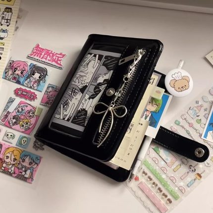 小红书同款黑色A7痛窗活页手账本简约高颜值学生打卡计划笔记本子