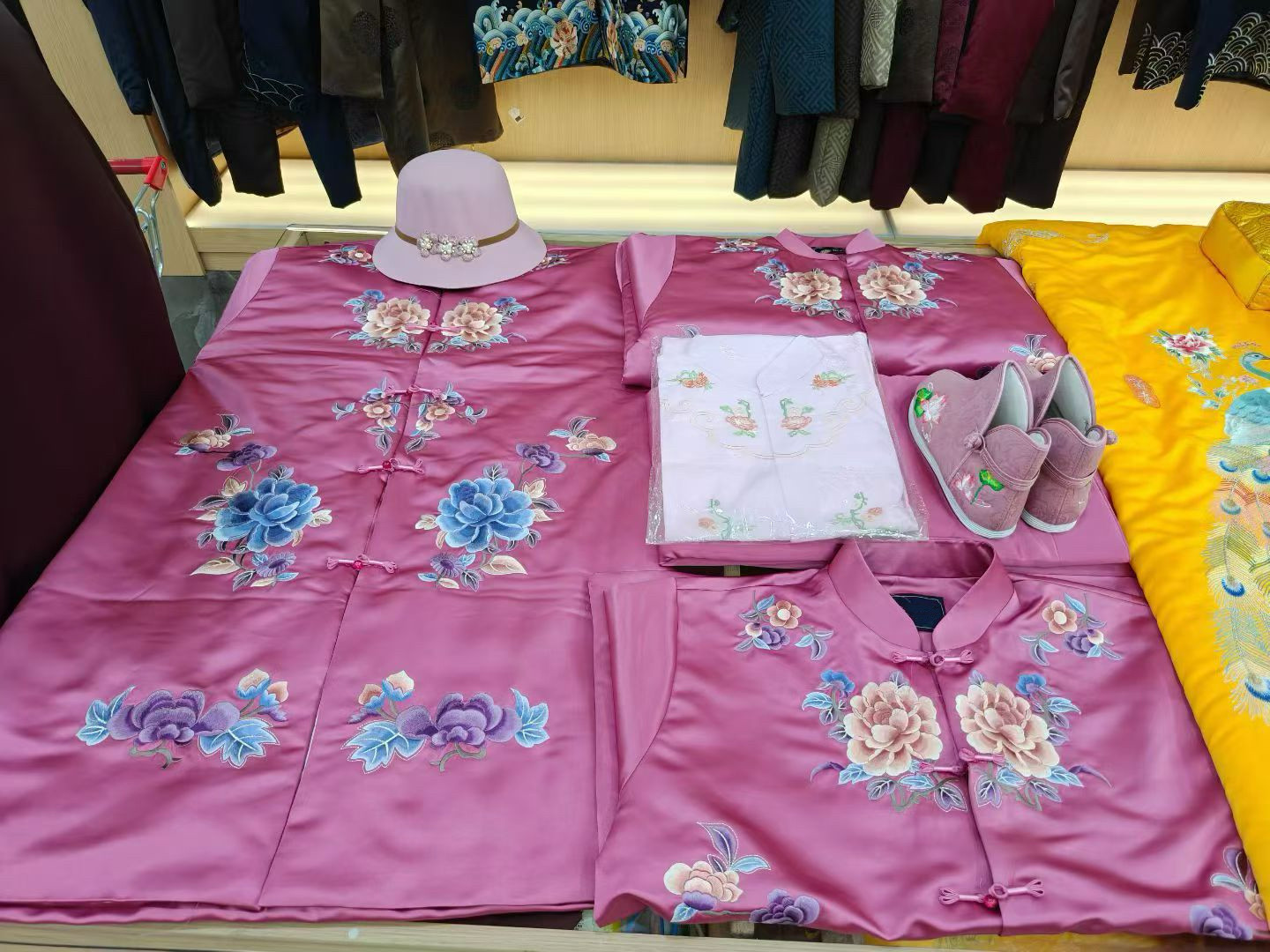 高档女士寿衣真丝刺绣七件套寿服寿终衣服冲喜增福百年服全套配齐