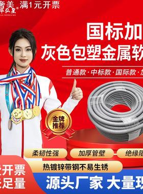 灰色中标穿线蛇皮管防水绝缘保护套管阻燃电线电缆金属包塑软管