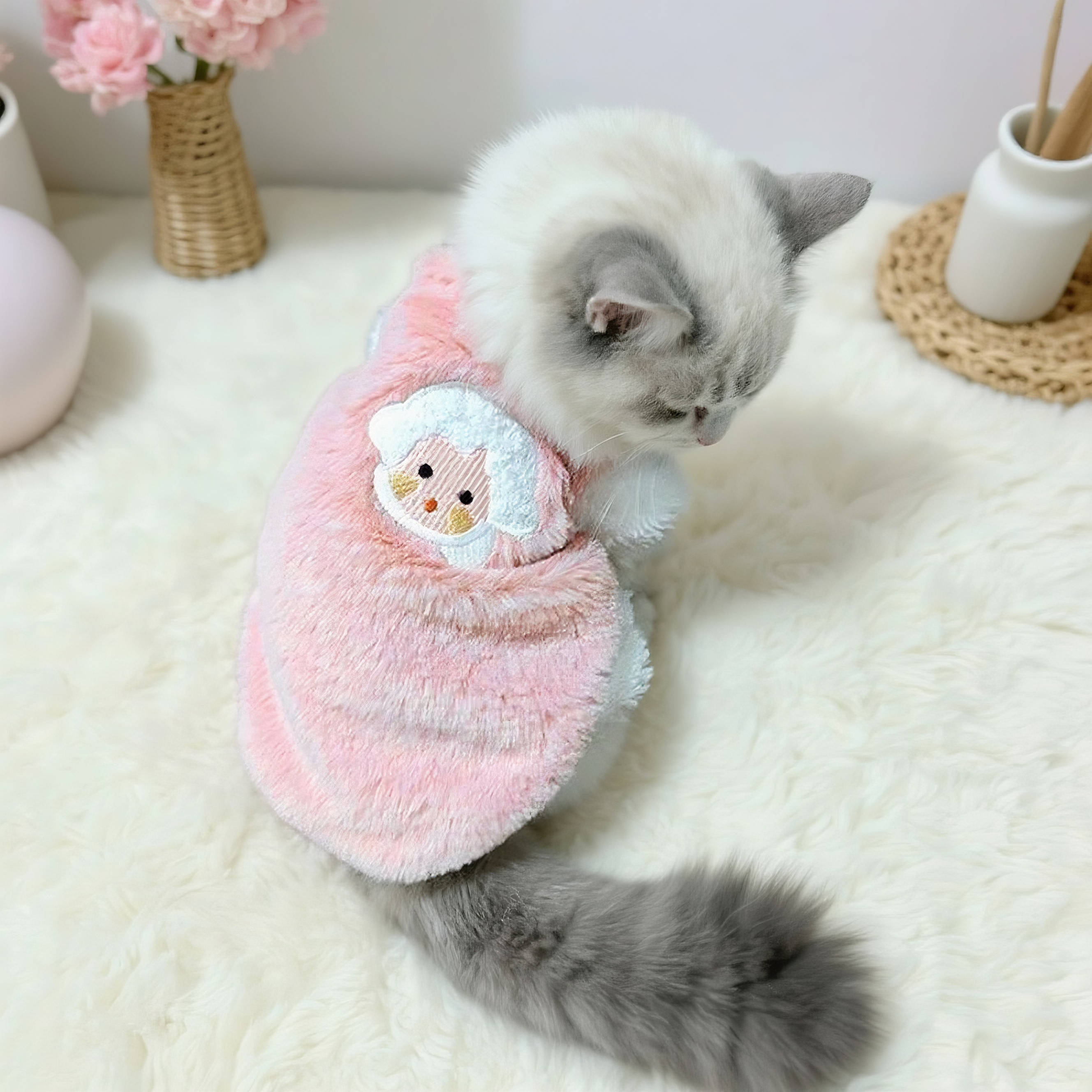 宠物衣服秋冬款加绒保暖背心猫咪布偶银渐层可爱马甲狗狗两脚衣