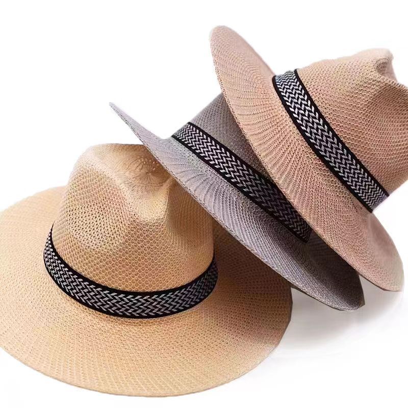 男士中老年夏季凉帽草帽遮阳帽透气防晒大檐工地农活夏天太阳帽