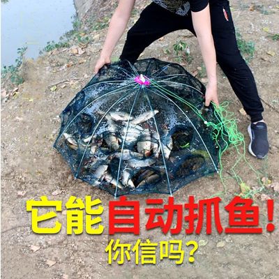 【店铺热销】伞网鱼笼虾笼网捕鱼笼子下鱼网捞鱼虾笼钓鱼神器黑科