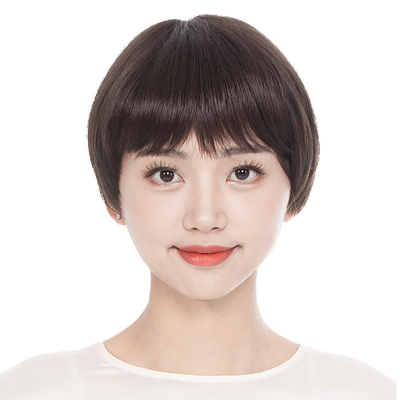 娇滴滴假发 女生手织真人发丝短直发 斜刘海利落常规高仿真短发套