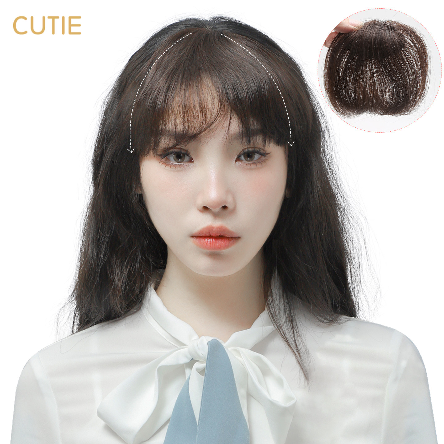 女可爱自然真人发空气刘海假发片